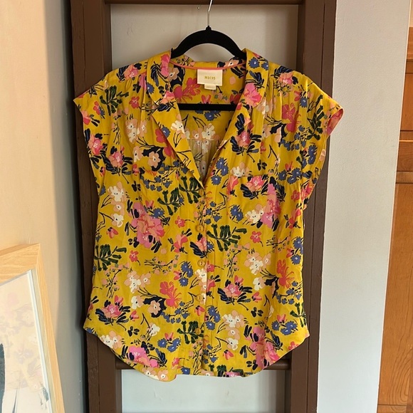 Maeve Anthropologie Raffine Yellow Floral Top - Picture 2 of 4